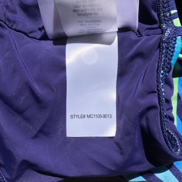 ModCloth NIP Retro Chic Tanya Vibrant Blue Tropical Print Crop Bikini Top XL - Picture 8 of 8